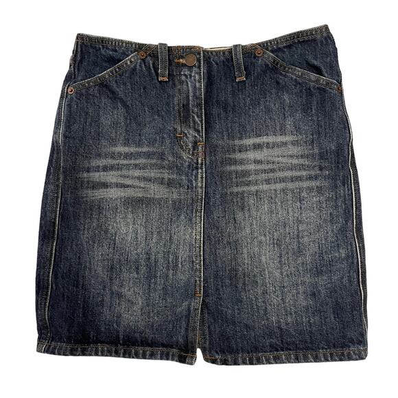J.CREW Dresses & Skirts - J. Crew Womens‎ Size 2 Front Slit Mini Denim Jeans Skirt 27" Waist x 17" Long